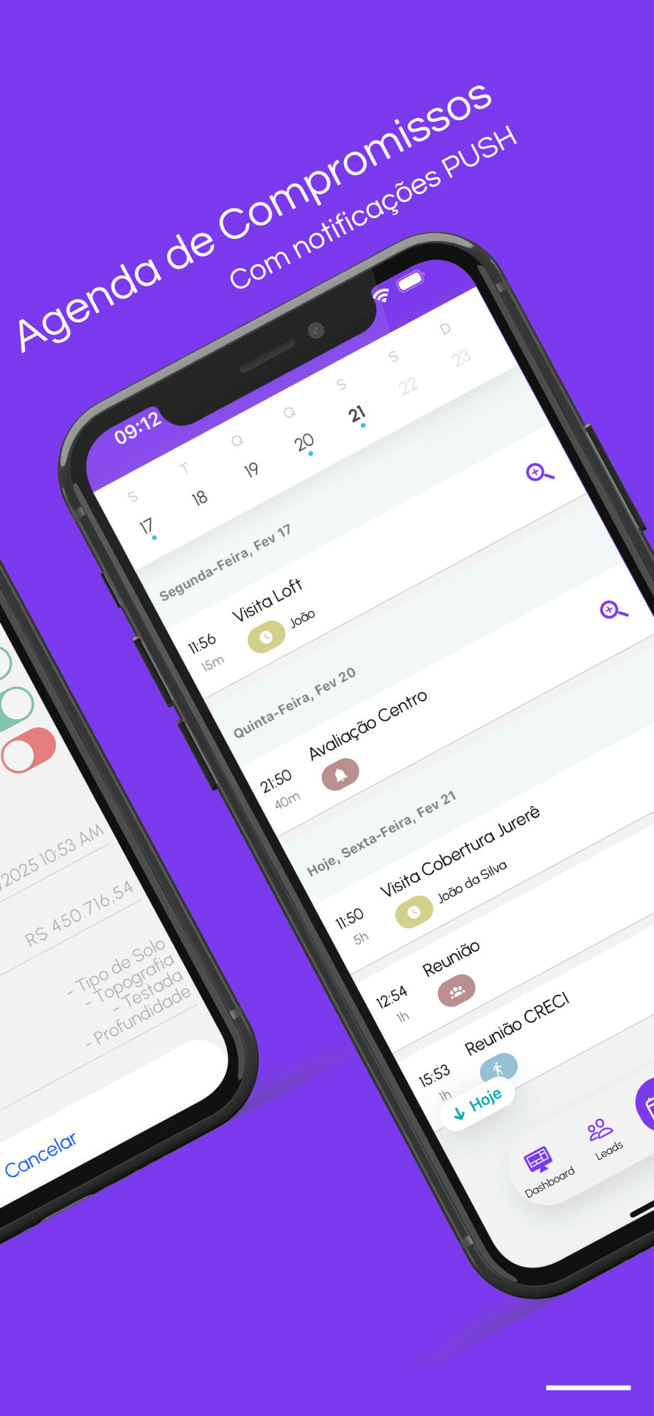 Agenda de compromissos com notificações push